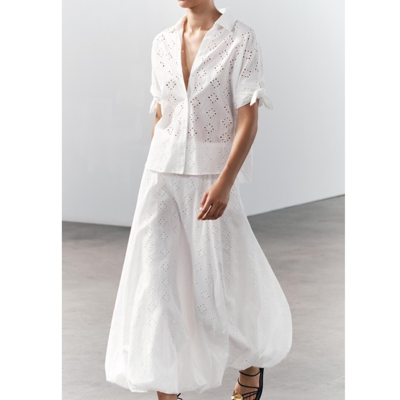 Zara ZW voluminous skirt with cutwork embroidery - Picture 4 of 10